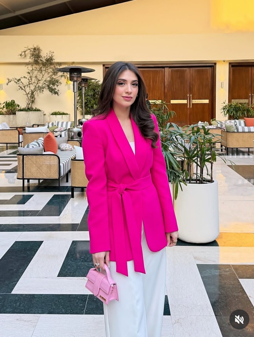 ZARA Hot Pink Tie-Waist Blazer